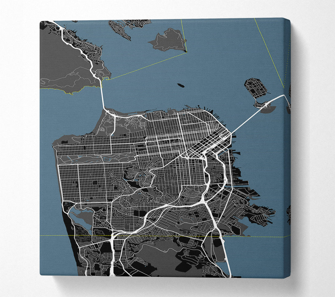  A Canvas Print of Map Of The City 6 Canvas Wall Art