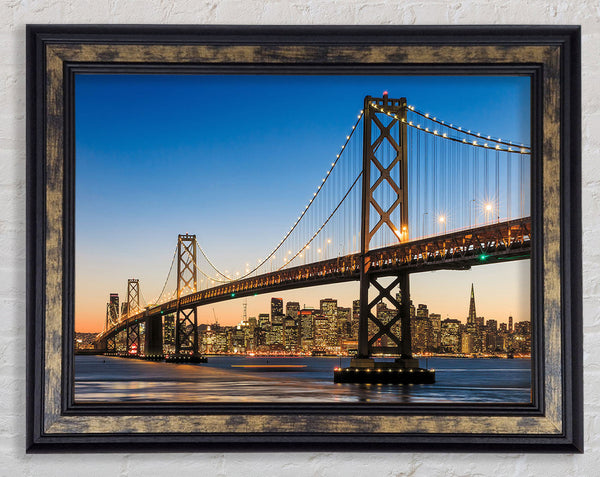 Golden Gate Bridge Lights Of The City Framed Print