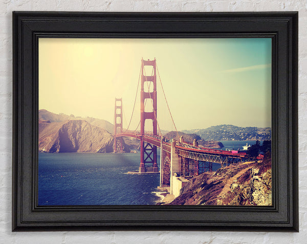 Golden Gate Bridge Retro Framed Print