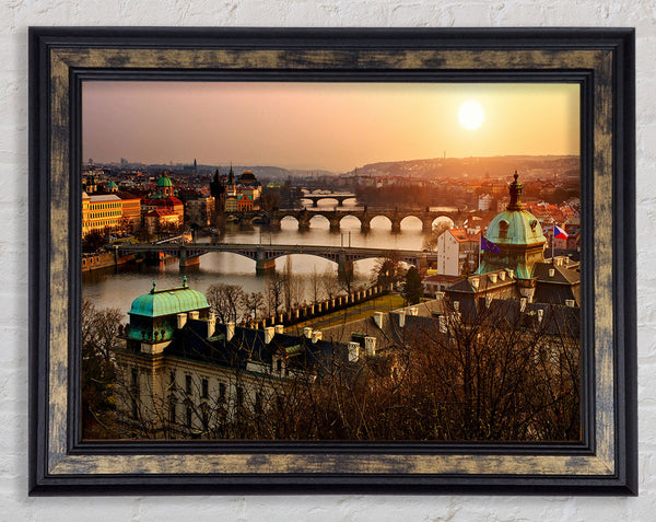 Stunning Sunrise Bridges Framed Print
