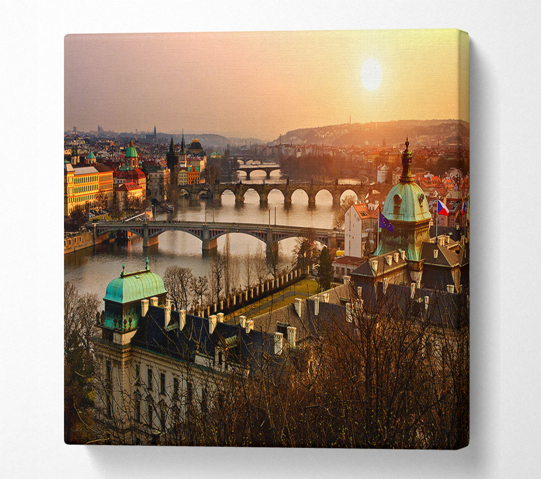  A Canvas Print of Stunning Sunrise Bridges Canvas Wall Art