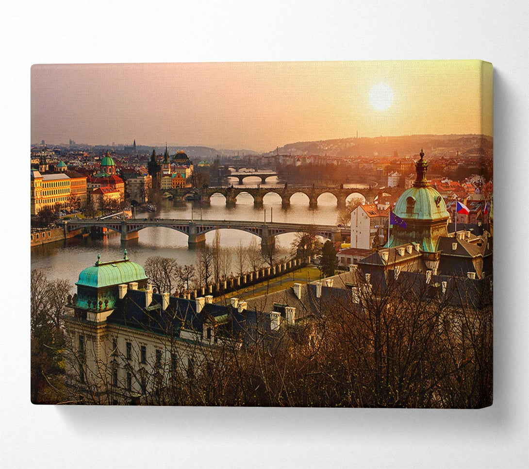  A Canvas Print of Stunning Sunrise Bridges Canvas Wall Art