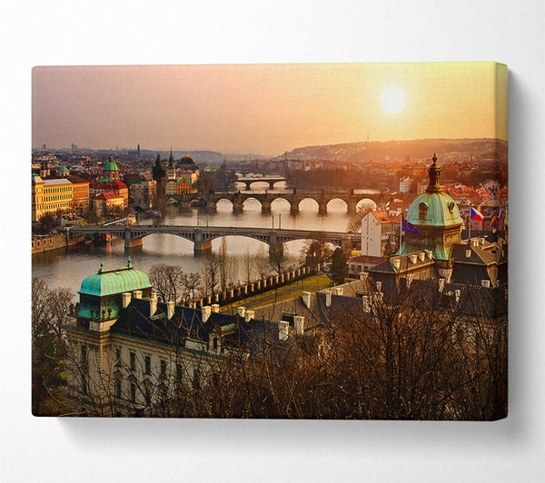  A Canvas Print of Stunning Sunrise Bridges Canvas Wall Art