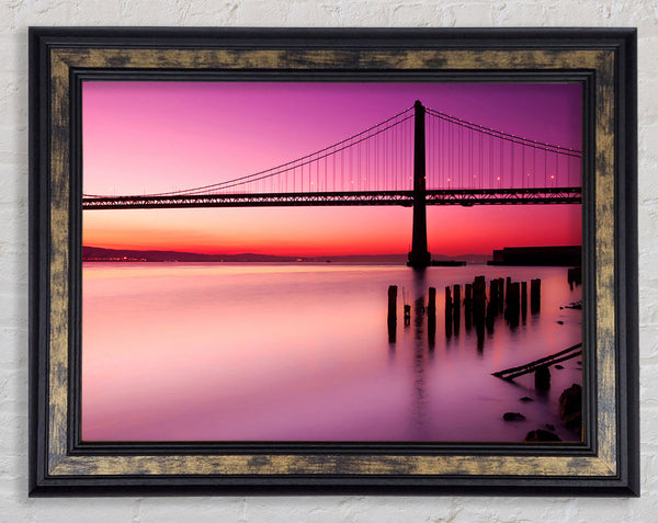 Golden Gate Bridge Pink Serene Framed Print