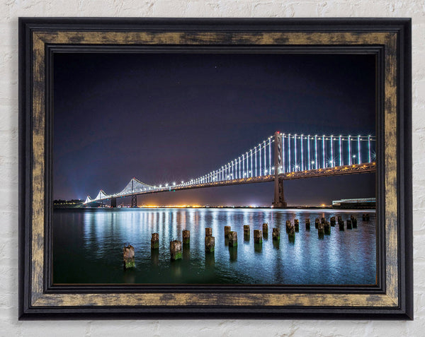 Golden Gate Bridge Light Reflections Framed Print