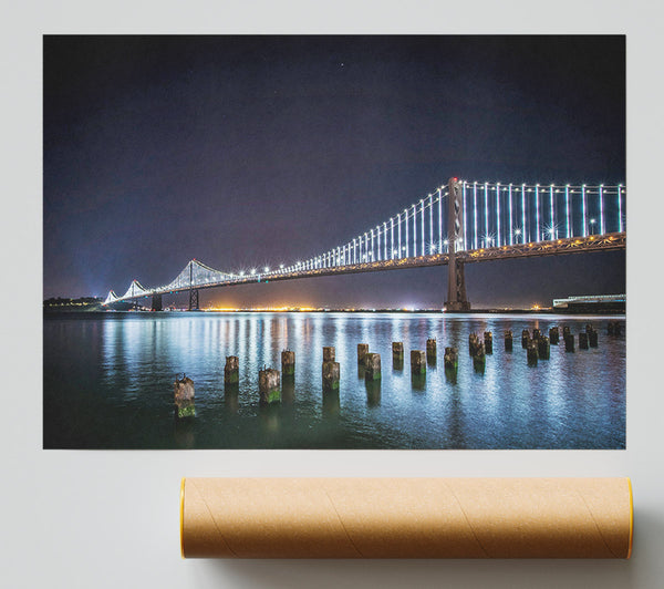 Golden Gate Bridge Light Reflections Poster