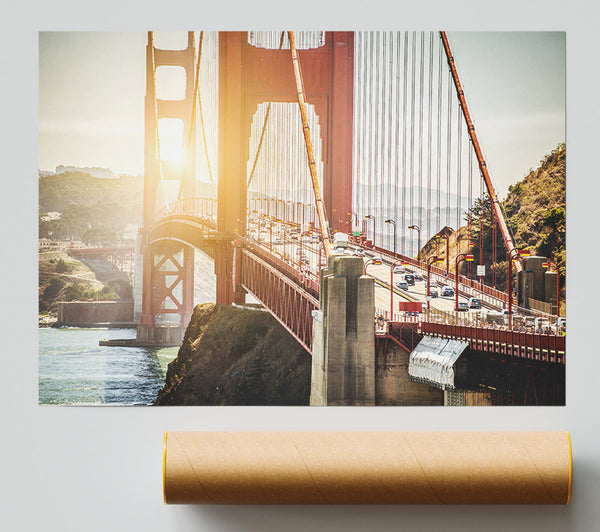Sunrise Glow Over The Golden Gate Bridge Giclee Print
