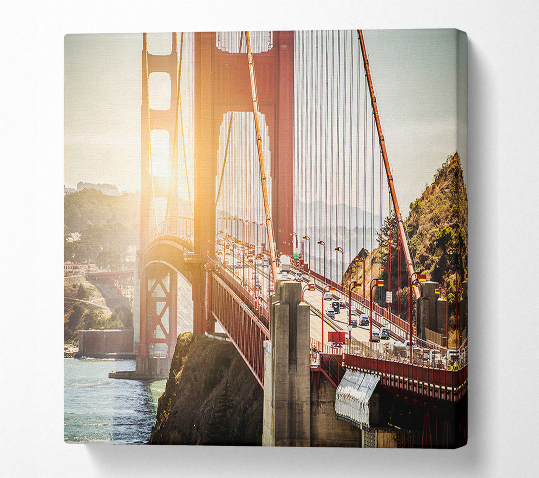  A Canvas Print of Sunrise Glow Over The Golden Gate Bridge Canvas Art