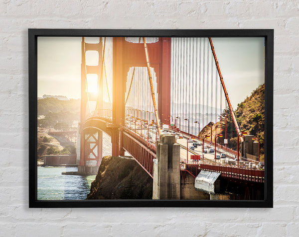 Sunrise Glow Over The Golden Gate Bridge Framed Print