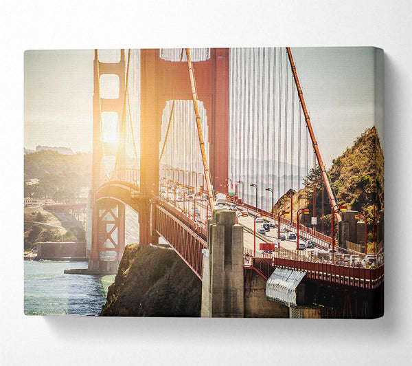  A Canvas Print of Sunrise Glow Over The Golden Gate Bridge Canvas Art