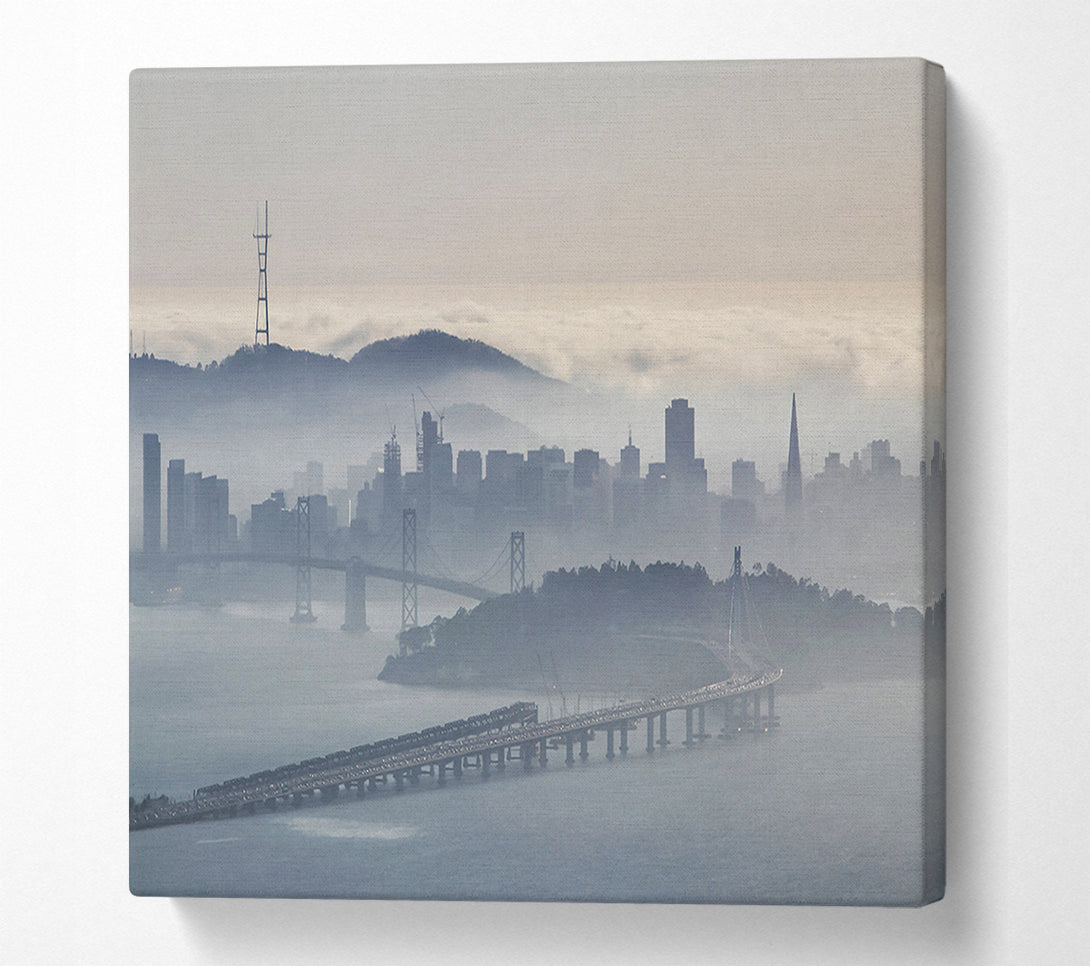  A Canvas Print of Mist Over The City Canvas Wall Art