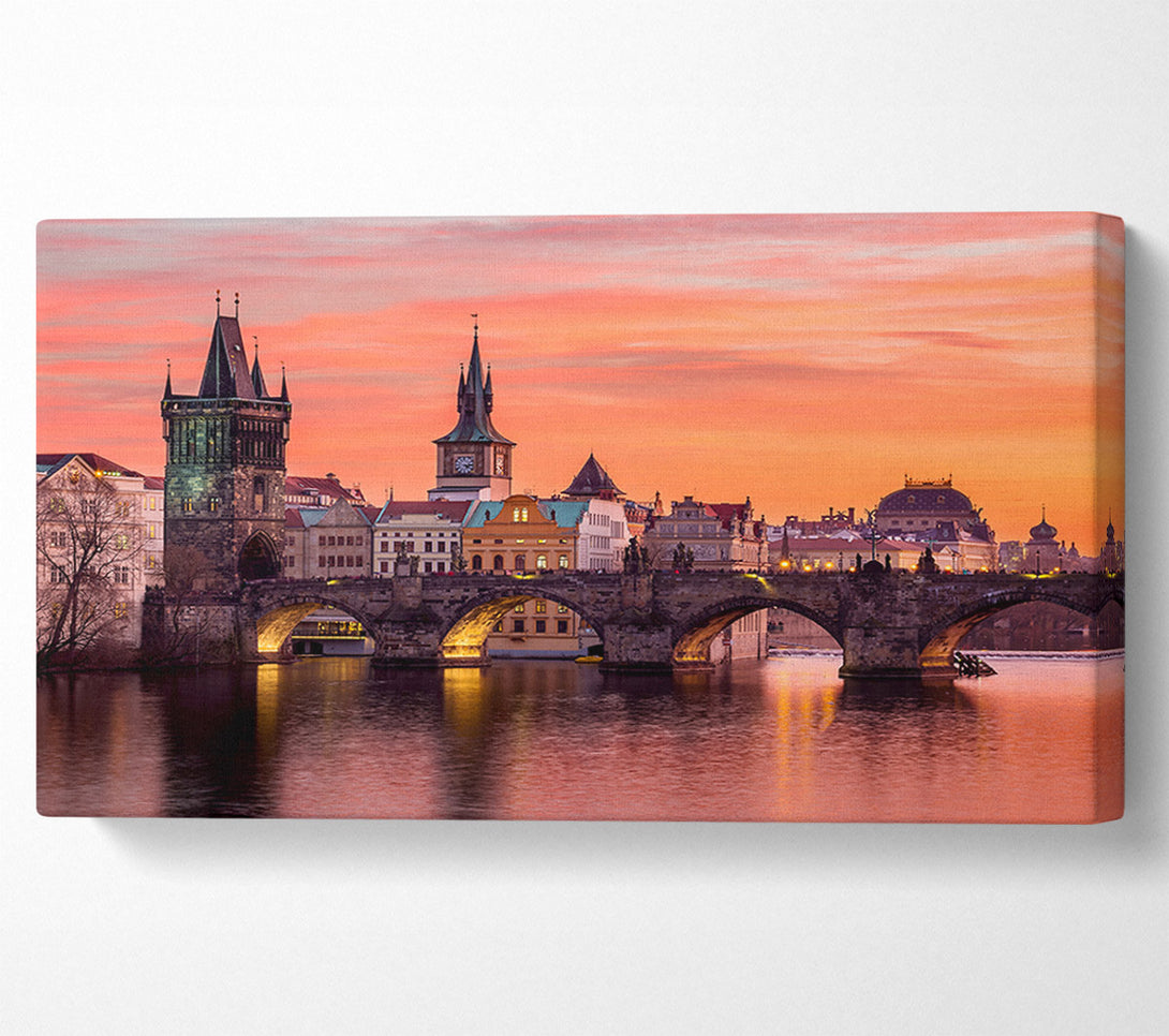  A Canvas Print of Stunning Pink Skies Over The City Canvas Print