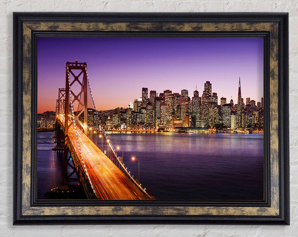 Golden Gate Bridge Purple Waters Framed Print