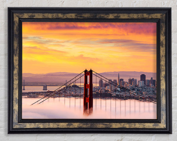 Sunset Mist Golden Gate Bridge Framed Print