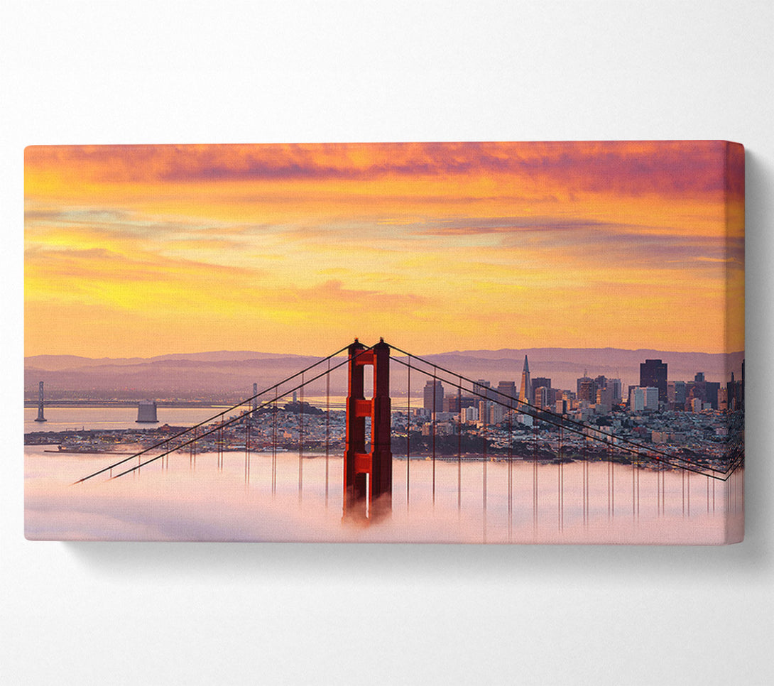  A Canvas Print of Sunset Mist Golden Gate Bridge Canvas Art