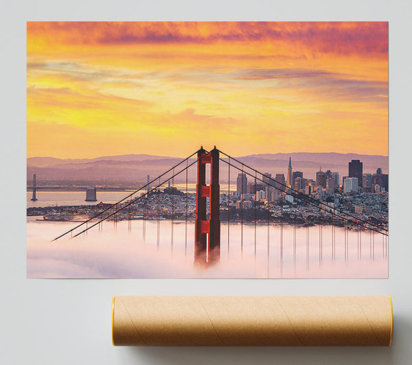 Sunset Mist Golden Gate Bridge Giclee Print