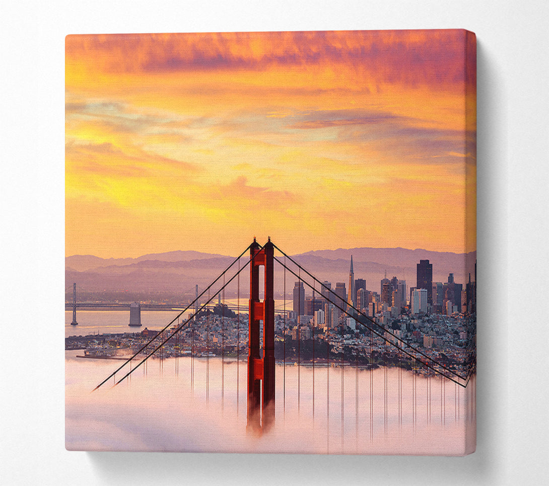  A Canvas Print of Sunset Mist Golden Gate Bridge Canvas Art