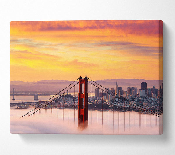  A Canvas Print of Sunset Mist Golden Gate Bridge Canvas Art