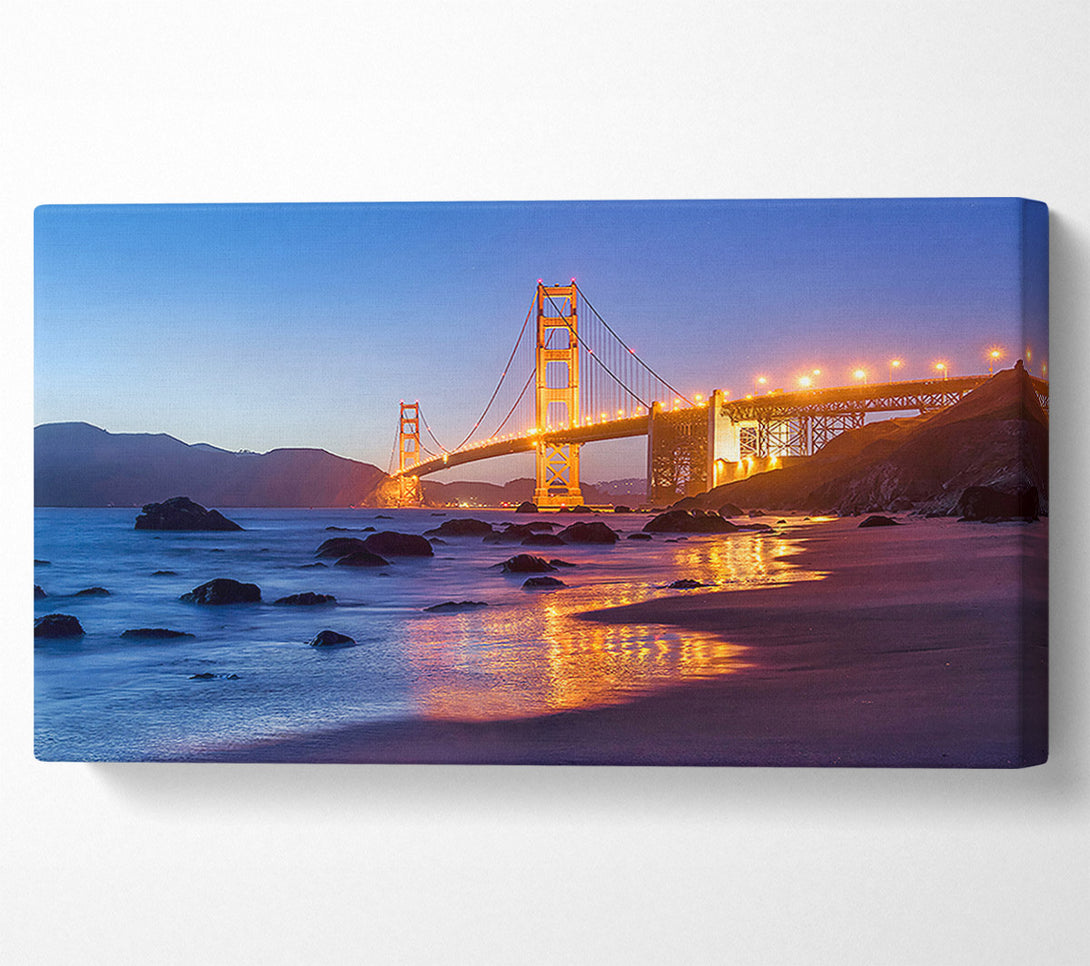  A Canvas Print of Golden Gate Bridge Stunning Light Glow Canvas Print