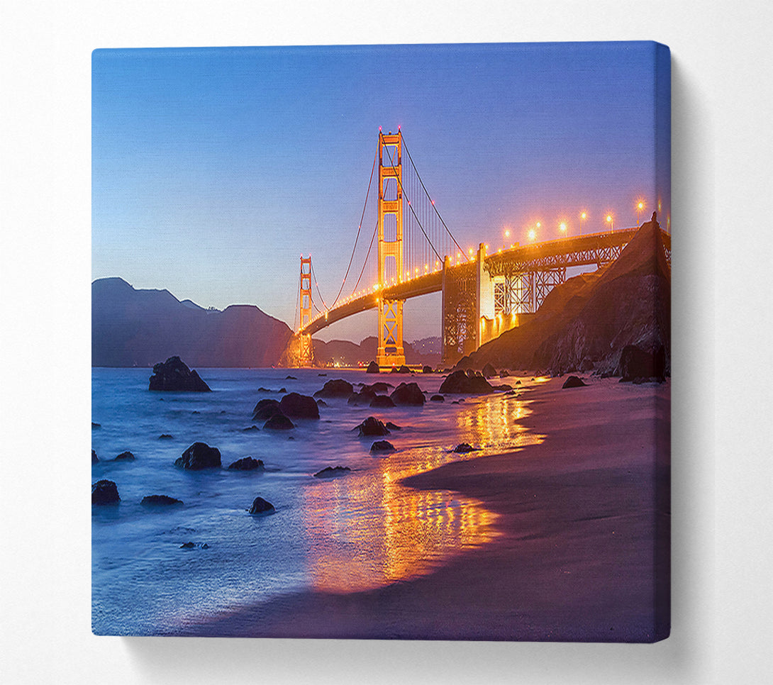  A Canvas Print of Golden Gate Bridge Stunning Light Glow Canvas Print