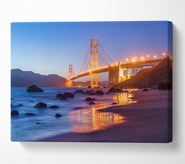  A Canvas Print of Golden Gate Bridge Stunning Light Glow Canvas Print
