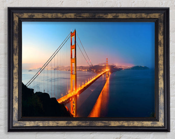 Reflections Of The Golden Gate Bridge Framed Print
