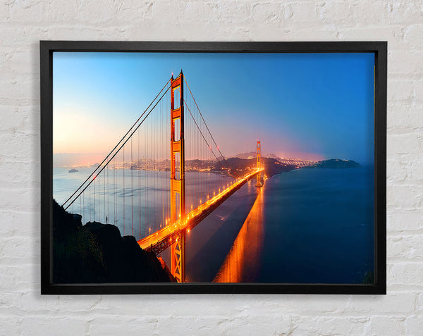 Reflections Of The Golden Gate Bridge Framed Print