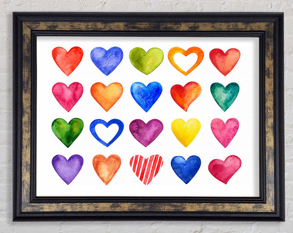 Colourful hearts Framed Print
