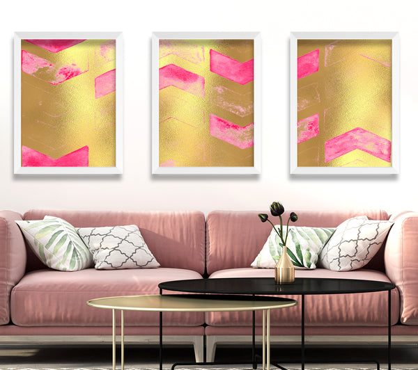 Pink Flecks Gold Foil Set of 3 Print