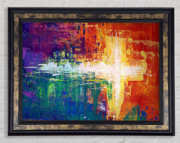 Rainbow Cross Framed Print