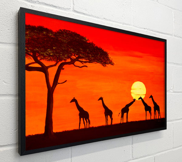 Giraffes At The Sunset