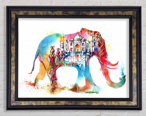 Rainbow Indian Elephant Framed Print