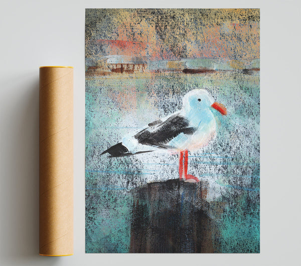 Seagull Perch Giclee Print
