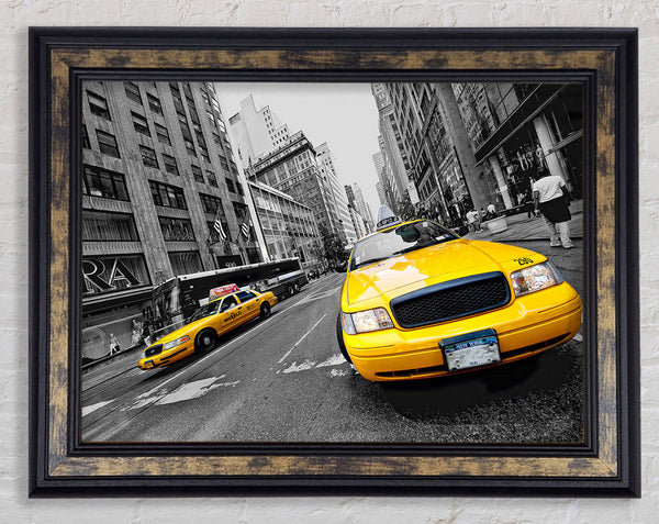 Yellow Cabs In New York 2 Framed Print