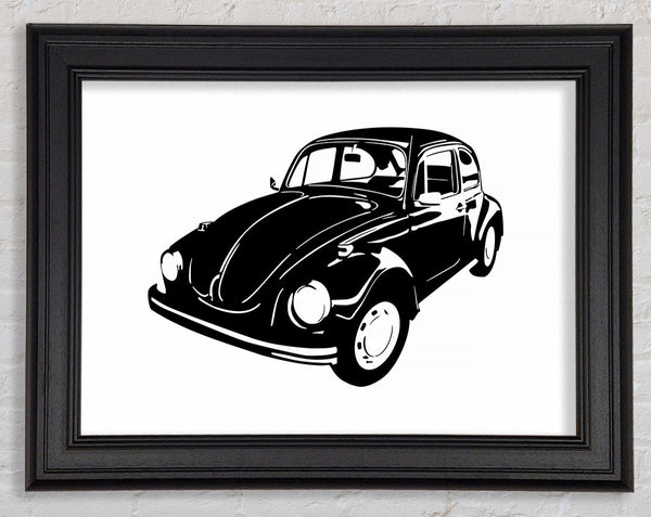 VW Beetle Black Framed Print