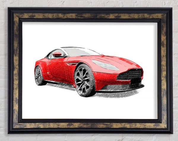 Maserati Red Drawing Framed Print