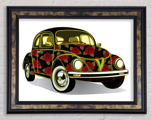 VW Beetle Flower Power Framed Print