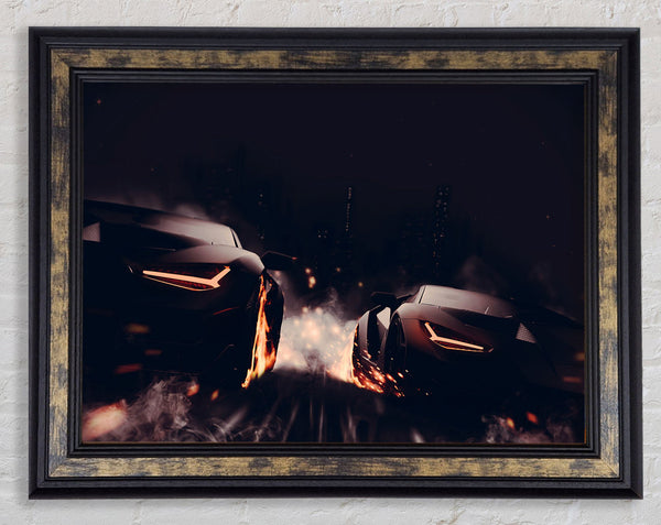 Blazing Wheel Drag Race Framed Print