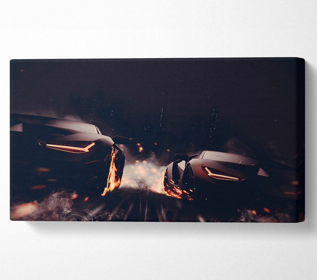  A Canvas Print of Blazing Wheel Drag Race Canvas Art