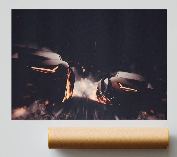 Blazing Wheel Drag Race Print