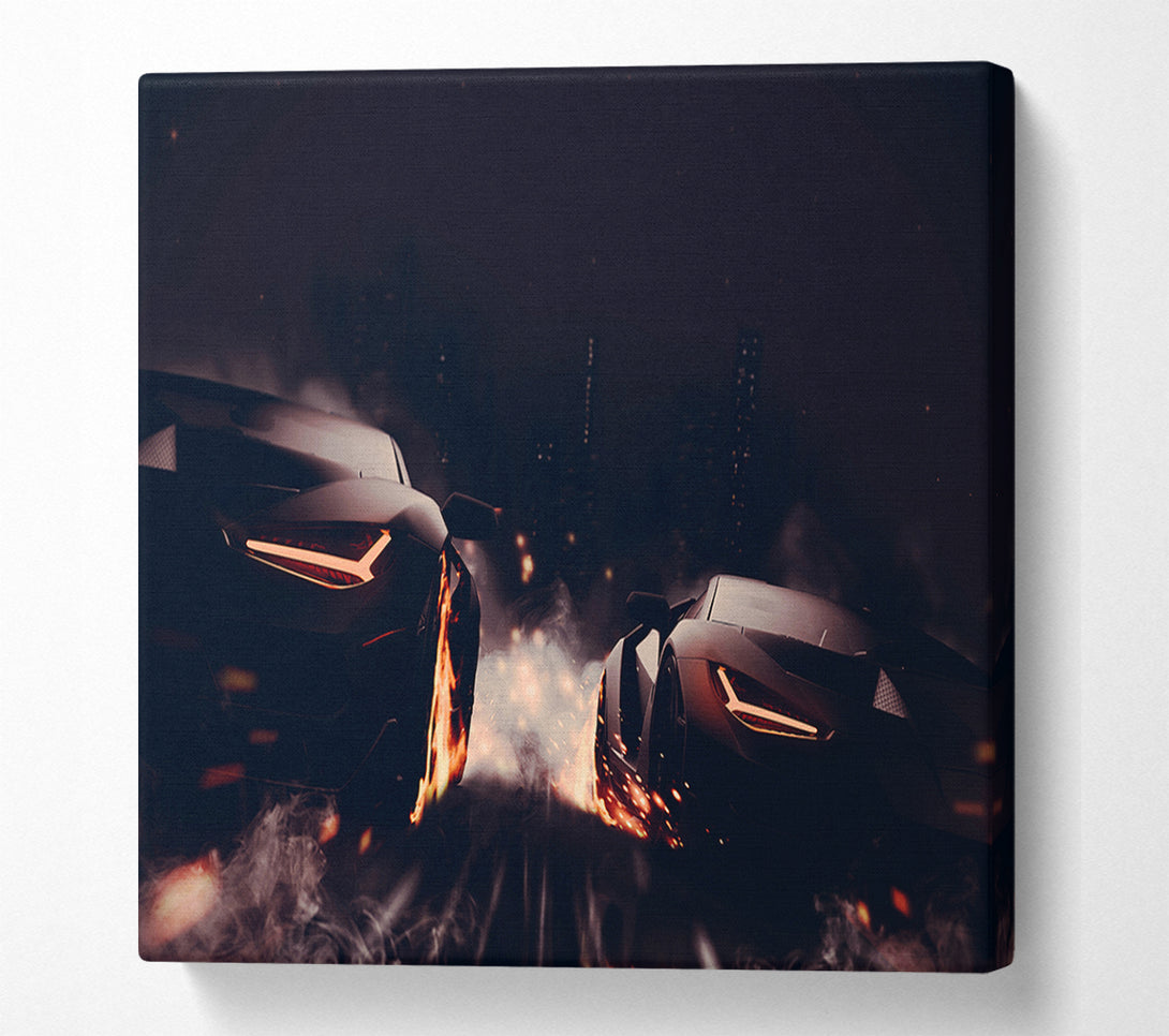  A Canvas Print of Blazing Wheel Drag Race Canvas Art