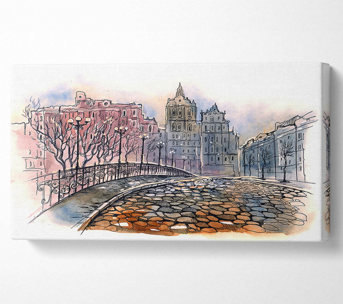  A Canvas Print of Cobbled Streets Canvas Wall Art