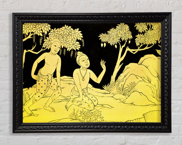 Buddha In The Golden Framed Print