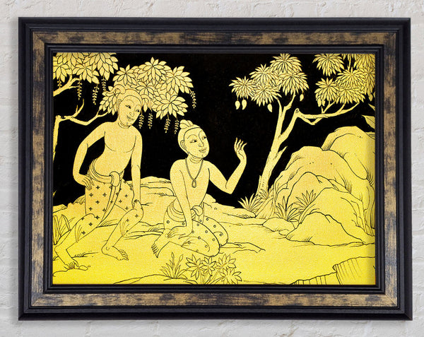 Buddha In The Golden Framed Print