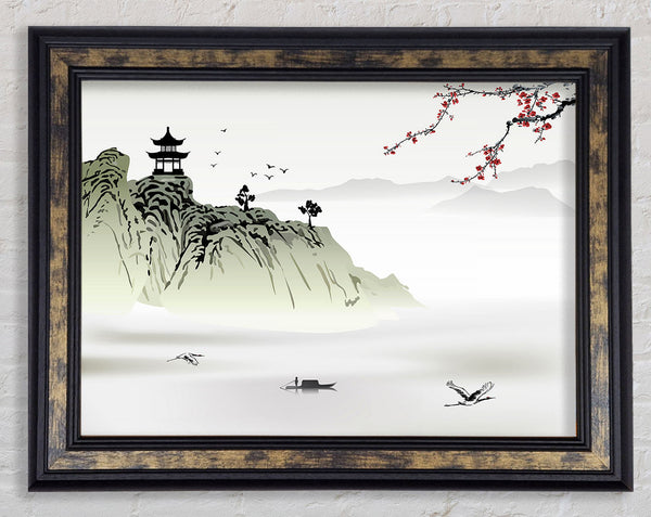 Chinese Temple In The Framed Print