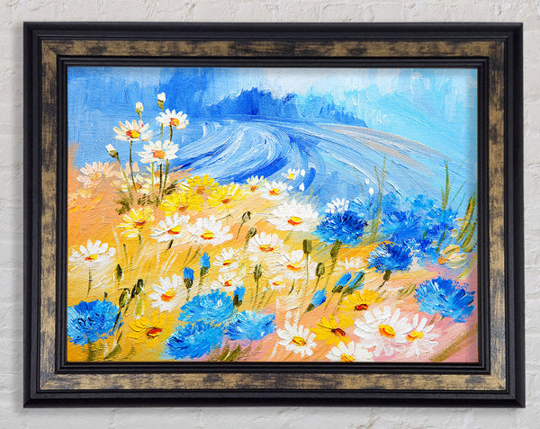 Daisy Yellow Blues Framed Print