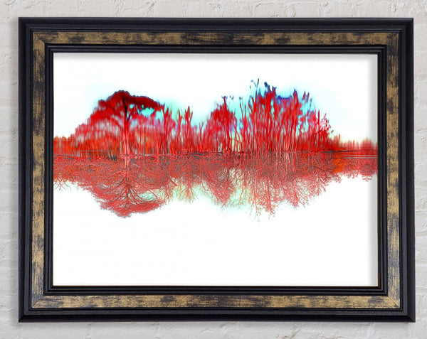 Red Tree River Reflections Framed Print