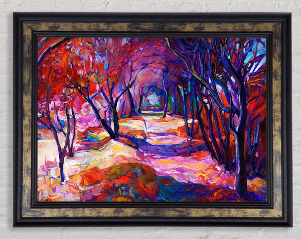 Red Forest Walk Framed Print
