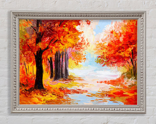 Autumn Orange Path Framed Print