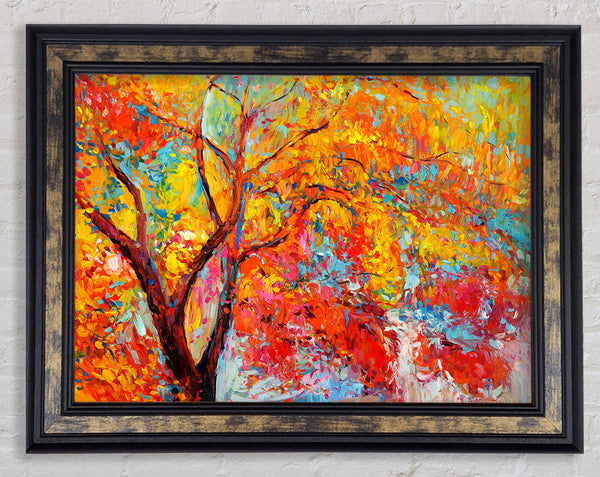 Stunning Orange And Red Autumn Tree Framed Print